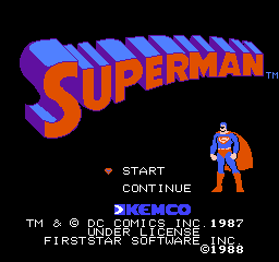 Superman title screen for NES